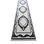 Anthracite and beige Persian runner rug detail