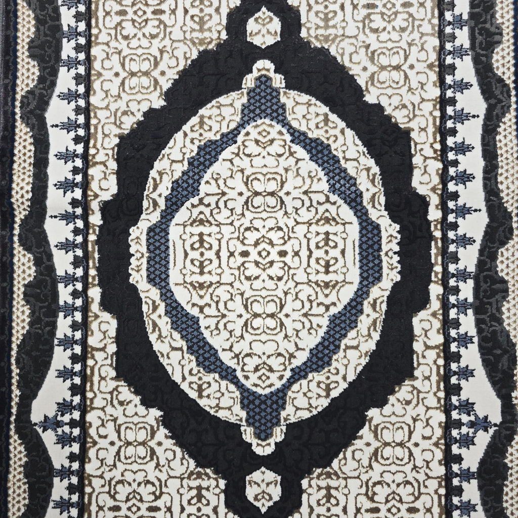 Anthracite and beige Persian runner rug detail