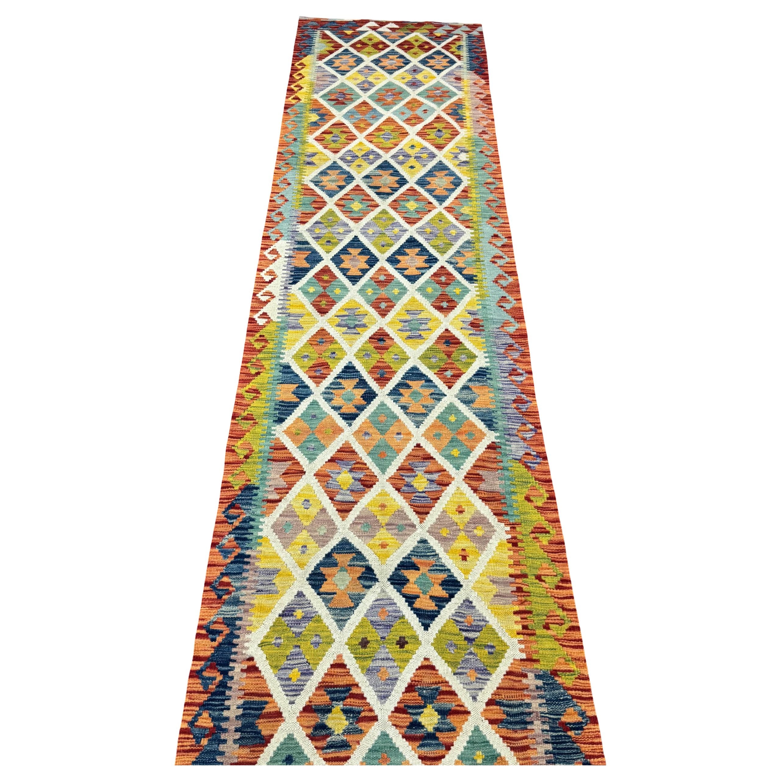 388 x 84 cm Hand-Woven Afghan Kilim Runner