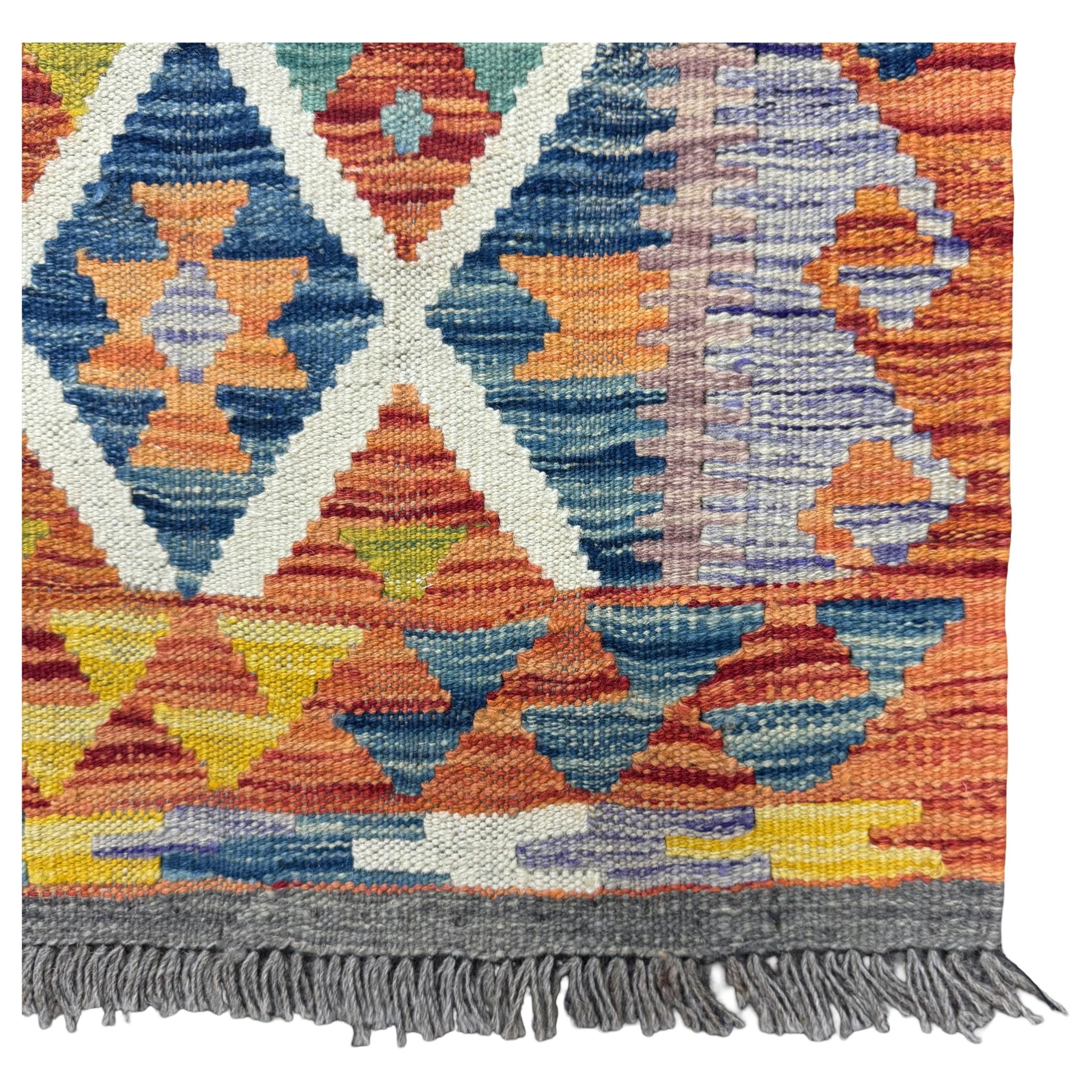 388 x 84 cm Hand-Woven Afghan Kilim Runner