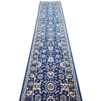 Blue and turquoise Persian runner rug detail