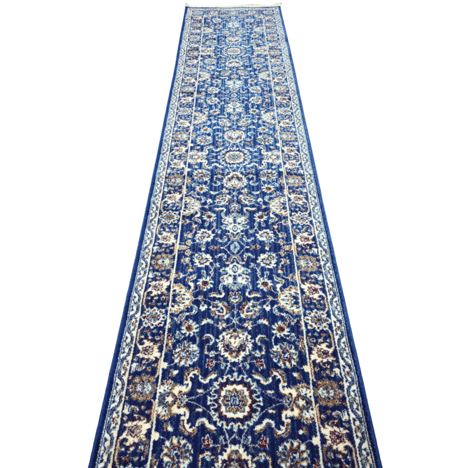 Blue and turquoise Persian runner rug detail