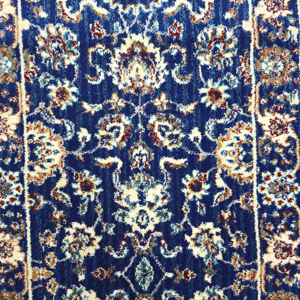Blue and turquoise Persian runner rug detail