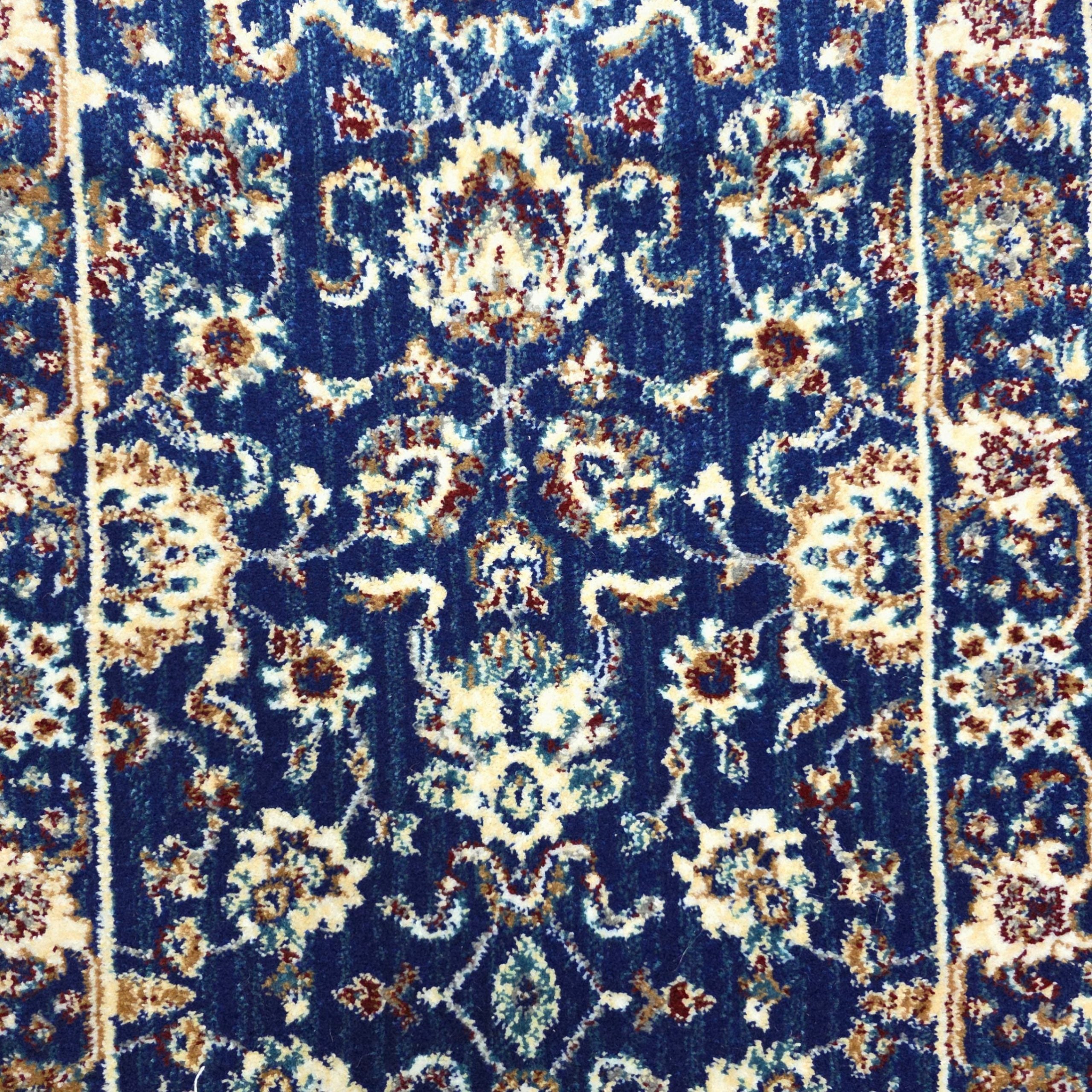 Blue and turquoise Persian runner rug detail