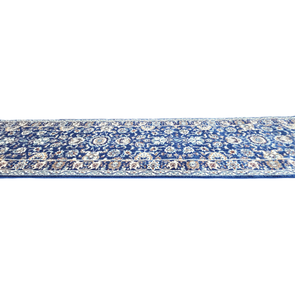 Blue and turquoise Persian runner rug detail