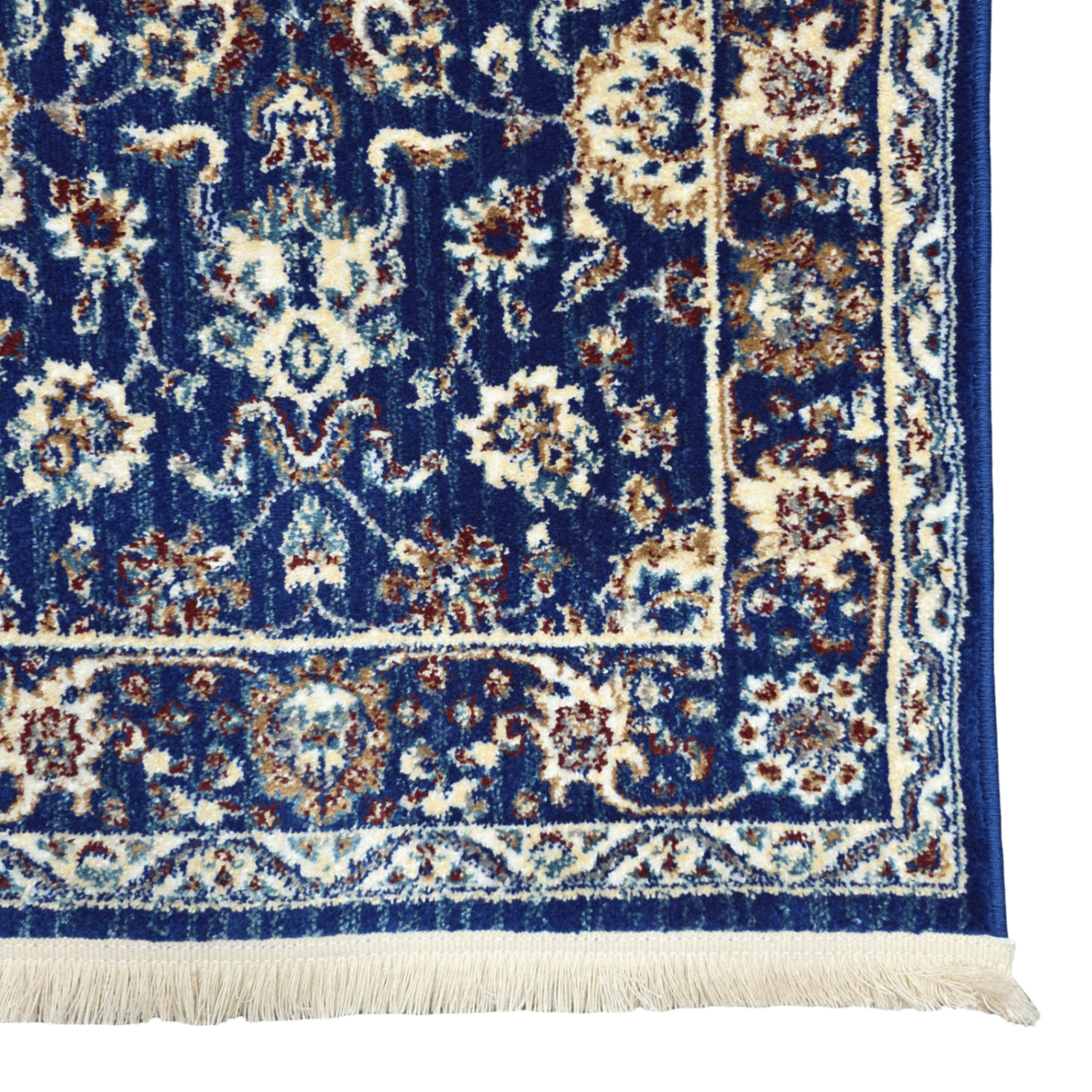 Blue and turquoise Persian runner rug detail