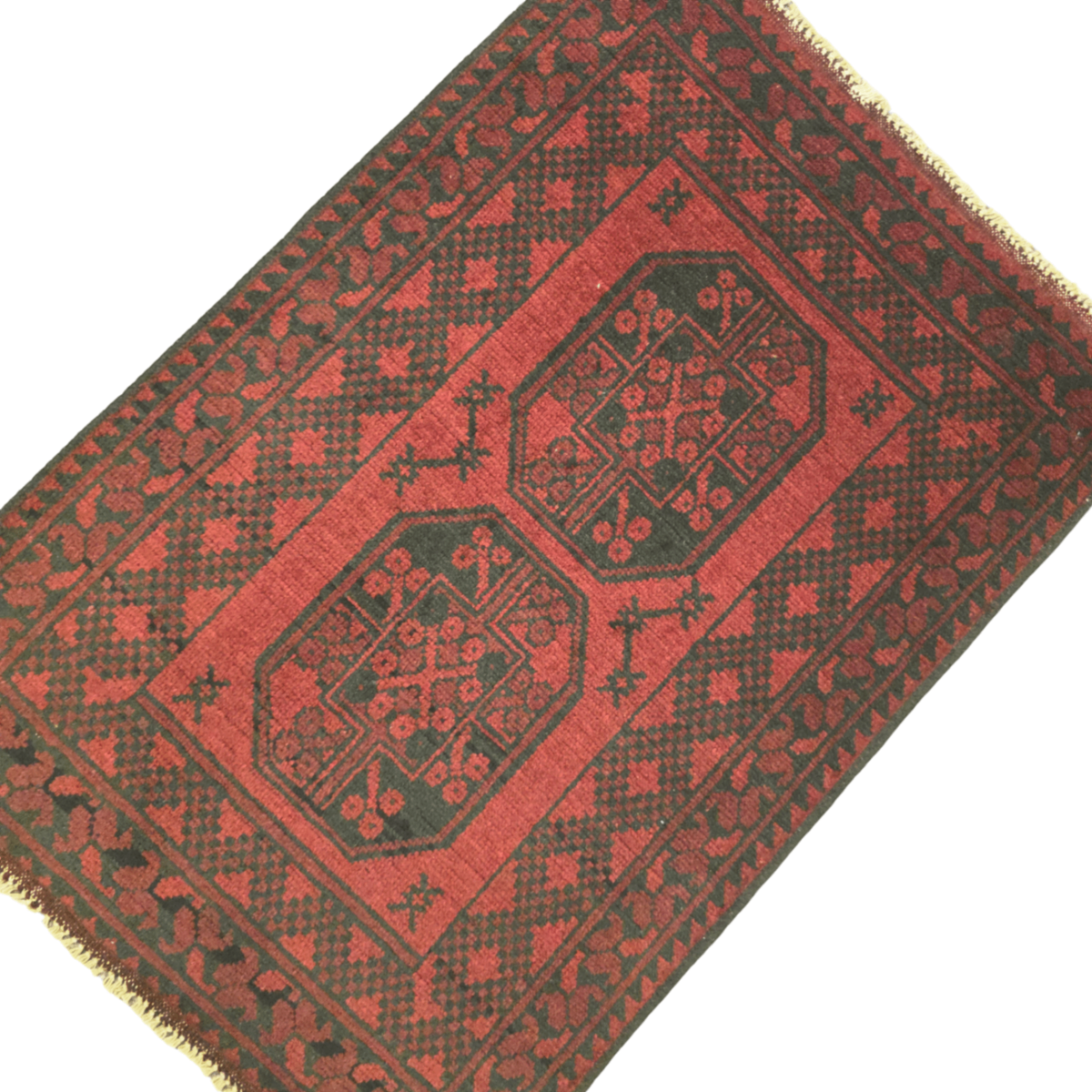 120 x 75 cm Hand-Woven Red Afghan Akche
