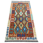 193 × 103 cm Hand-Woven Afghan Kilim Rug – Wool Flatweave