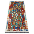 193 × 103 cm Hand-Woven Afghan Kilim Rug – Wool Flatweave