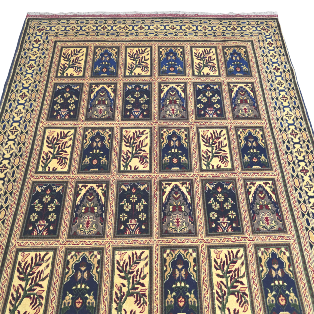 210 x 146 cm Afghan Chobi Hand-Knotted Wool Rug