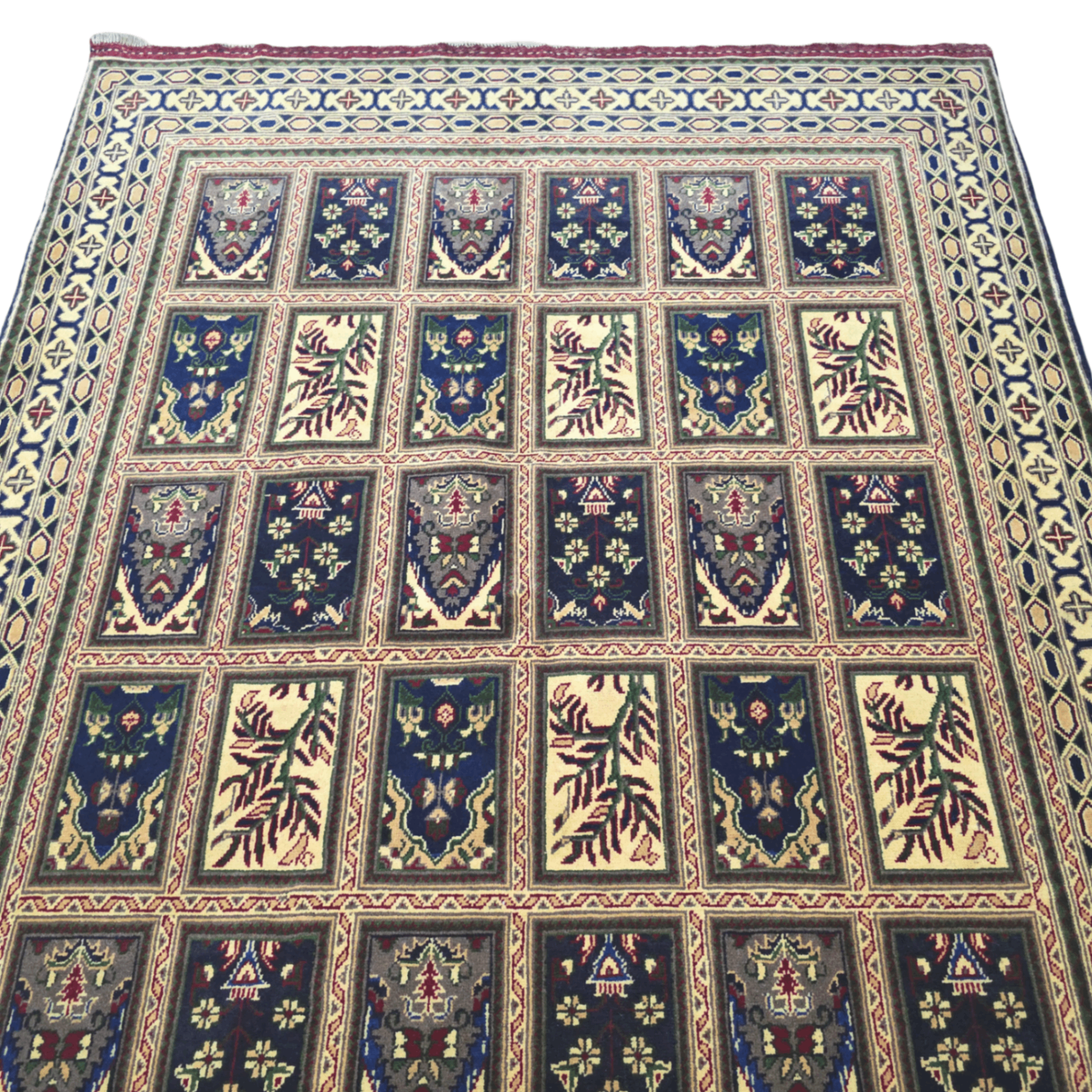 210 x 146 cm Afghan Chobi Hand-Knotted Wool Rug