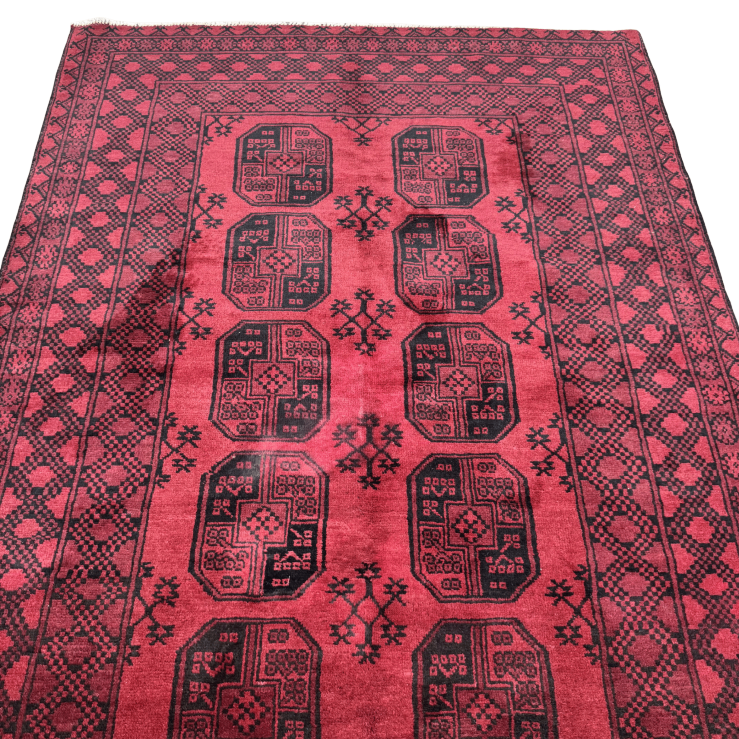 246 x 170 cm Hand-Knotted Afghan Akche Bokhara Rug