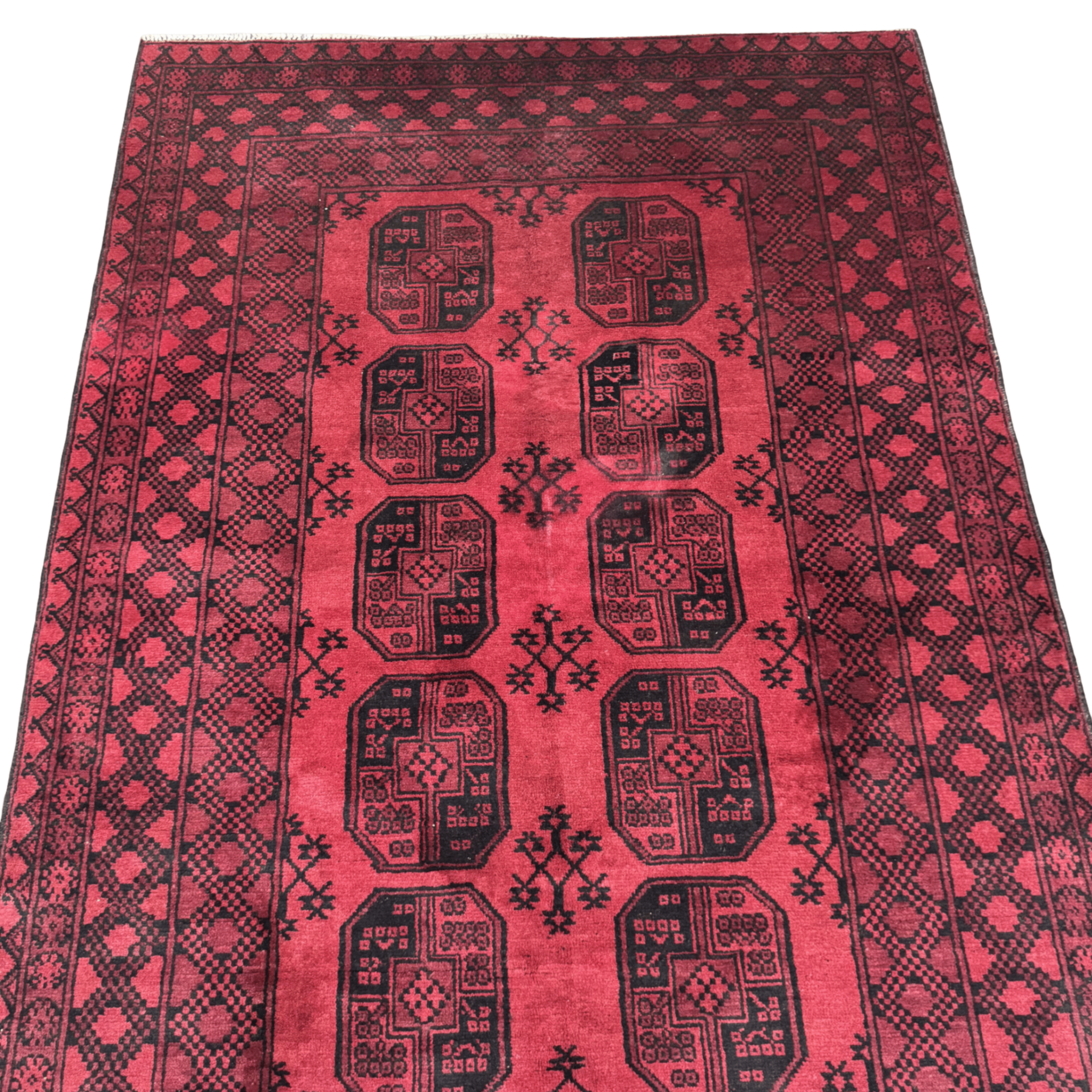 246 x 170 cm Hand-Knotted Afghan Akche Bokhara Rug