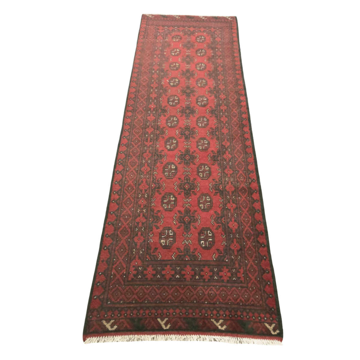 250 x 80 cm Hand-Knotted Red Afghan Akche Runner Rug