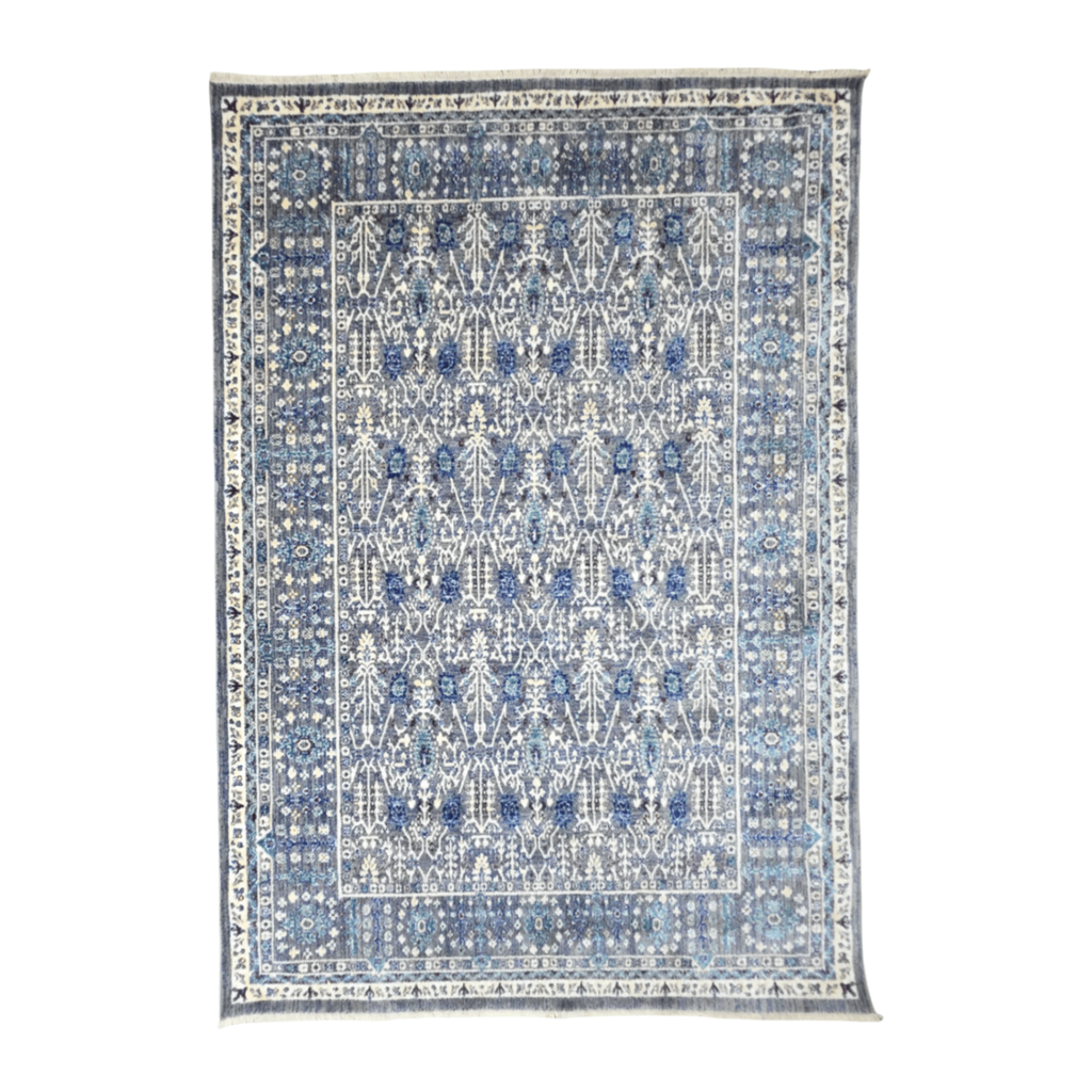 290 x 200 cm Traditional Oriental Style Machine Made Rug in Grey & Dark Blue