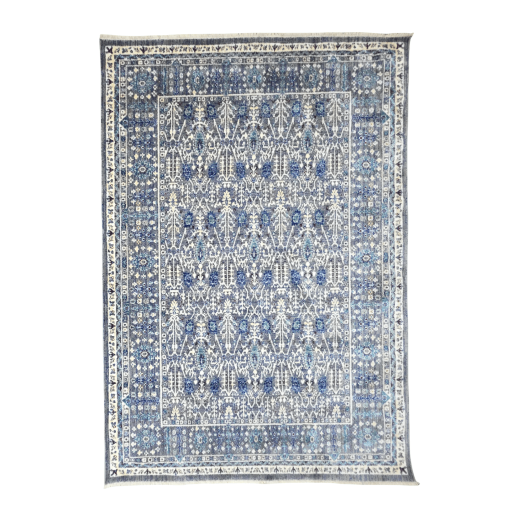 290 x 200 cm Traditional Oriental Style Machine Made Rug in Grey & Dark Blue