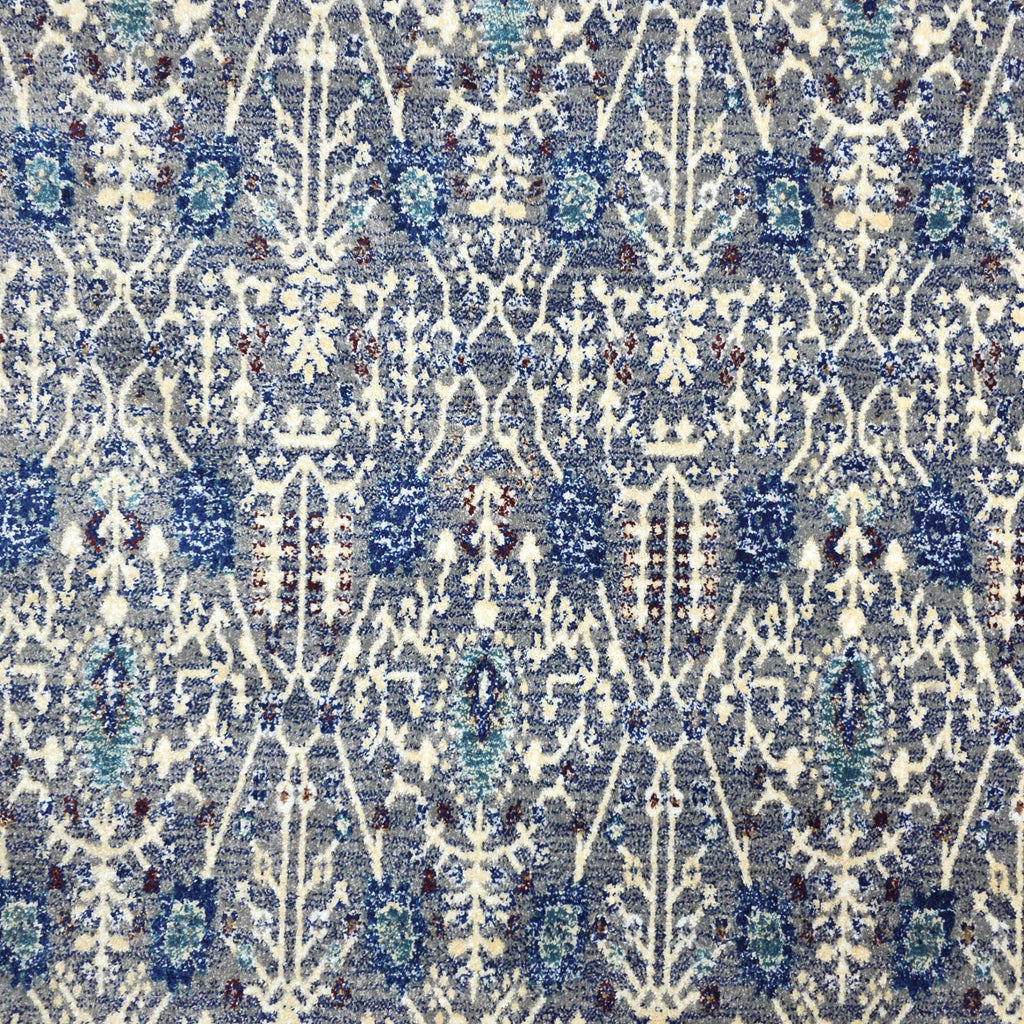 Grey and dark blue traditional oriental rug detail