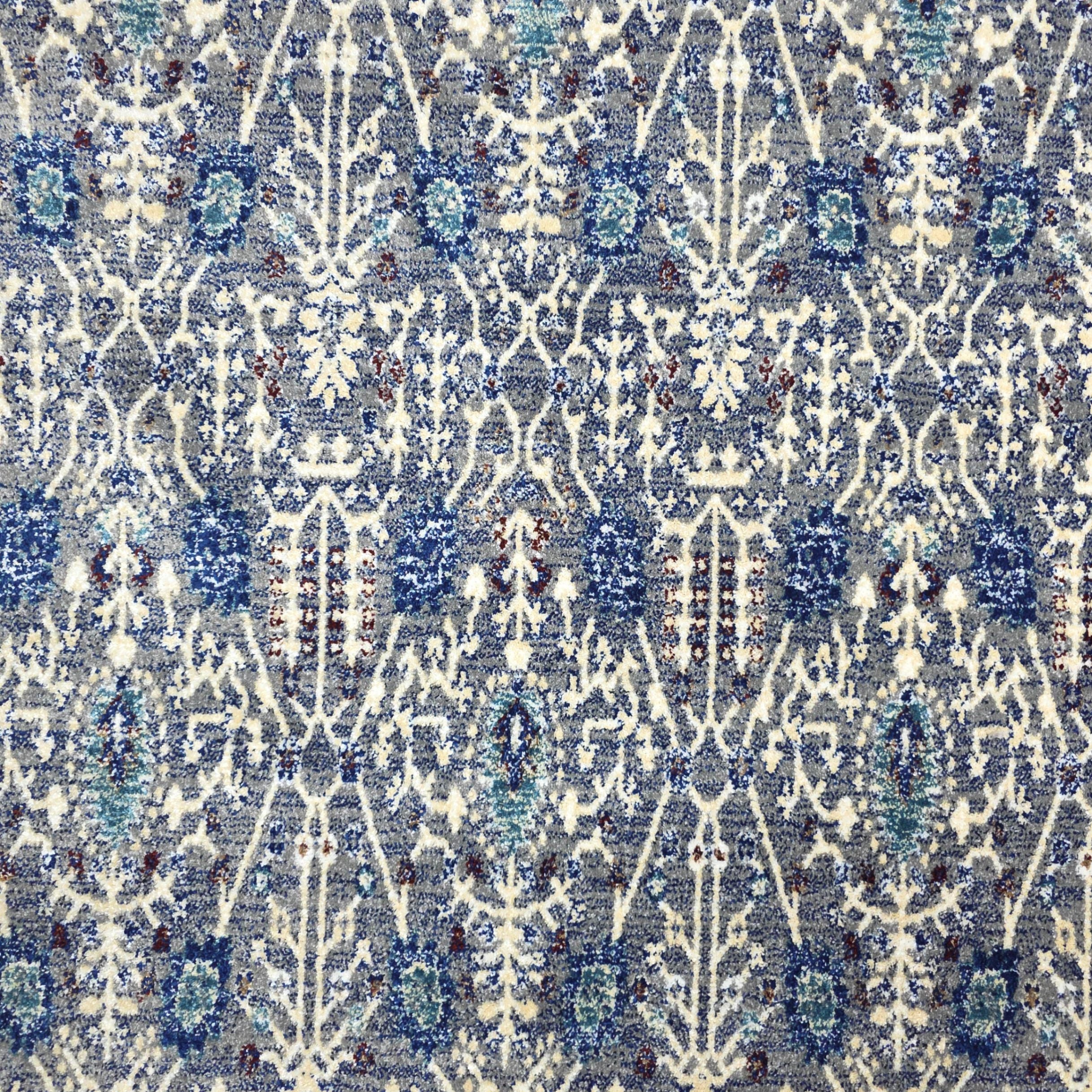 Grey and dark blue traditional oriental rug detail