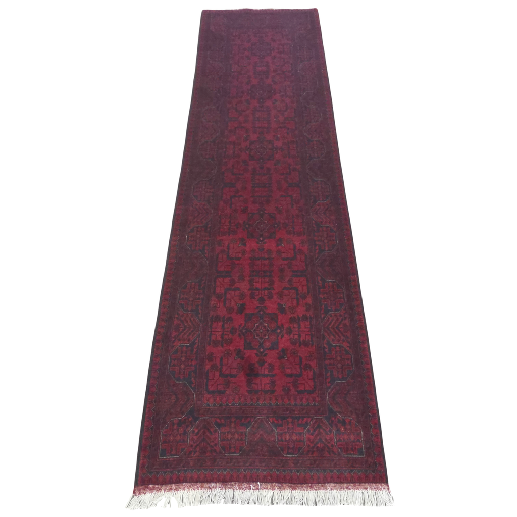 294 x 80 cm Hand Knotted Afghan Turkmen Wool Runner Rug