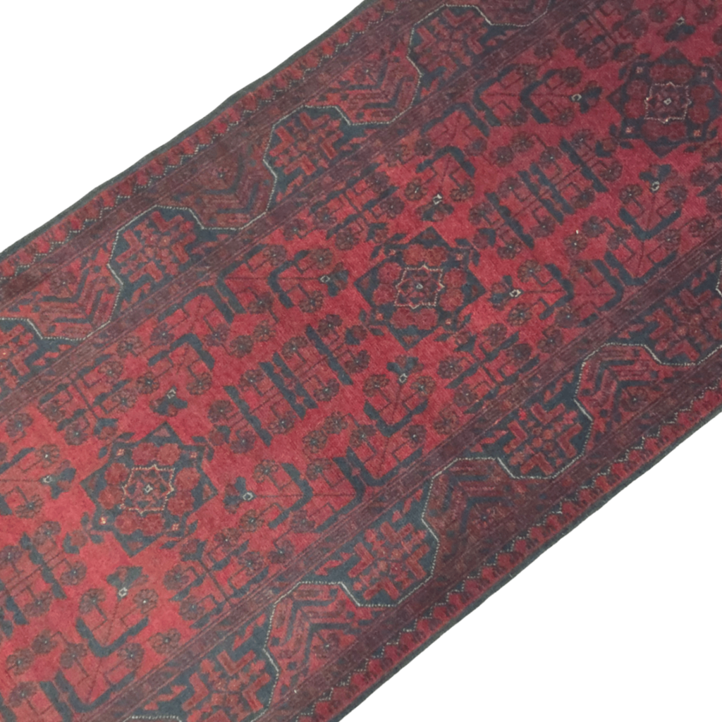 294 x 80 cm Hand Knotted Afghan Turkmen Wool Runner Rug