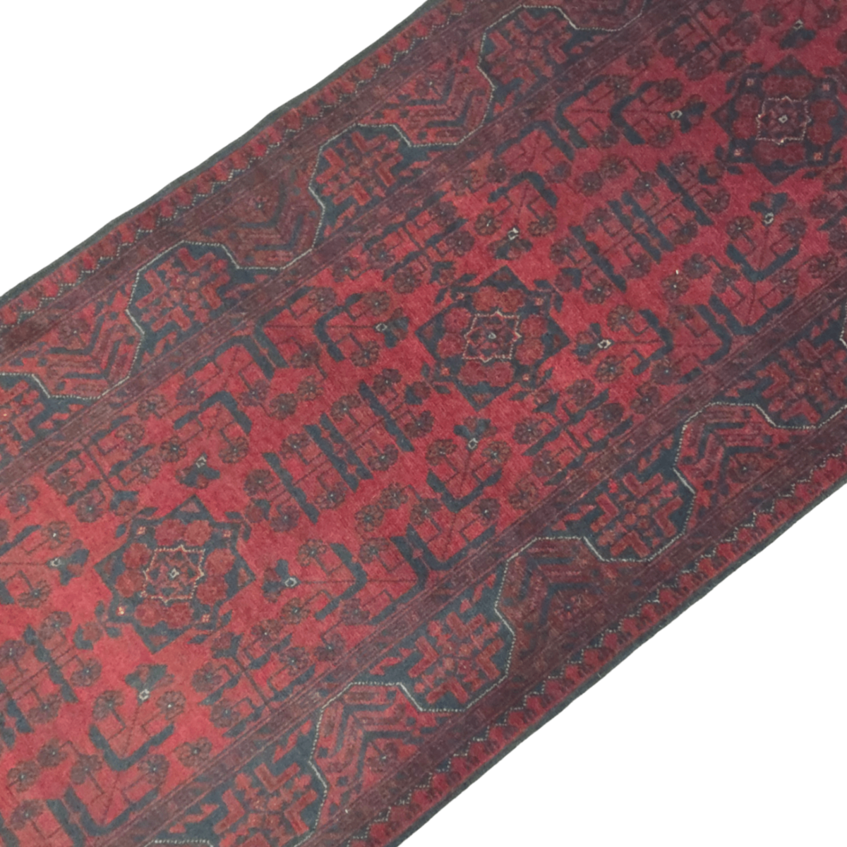 294 x 80 cm Hand Knotted Afghan Turkmen Wool Runner Rug