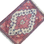 60 x 40 cm Afghan Chobi Hand-Knotted Wool Rug in Light Pink