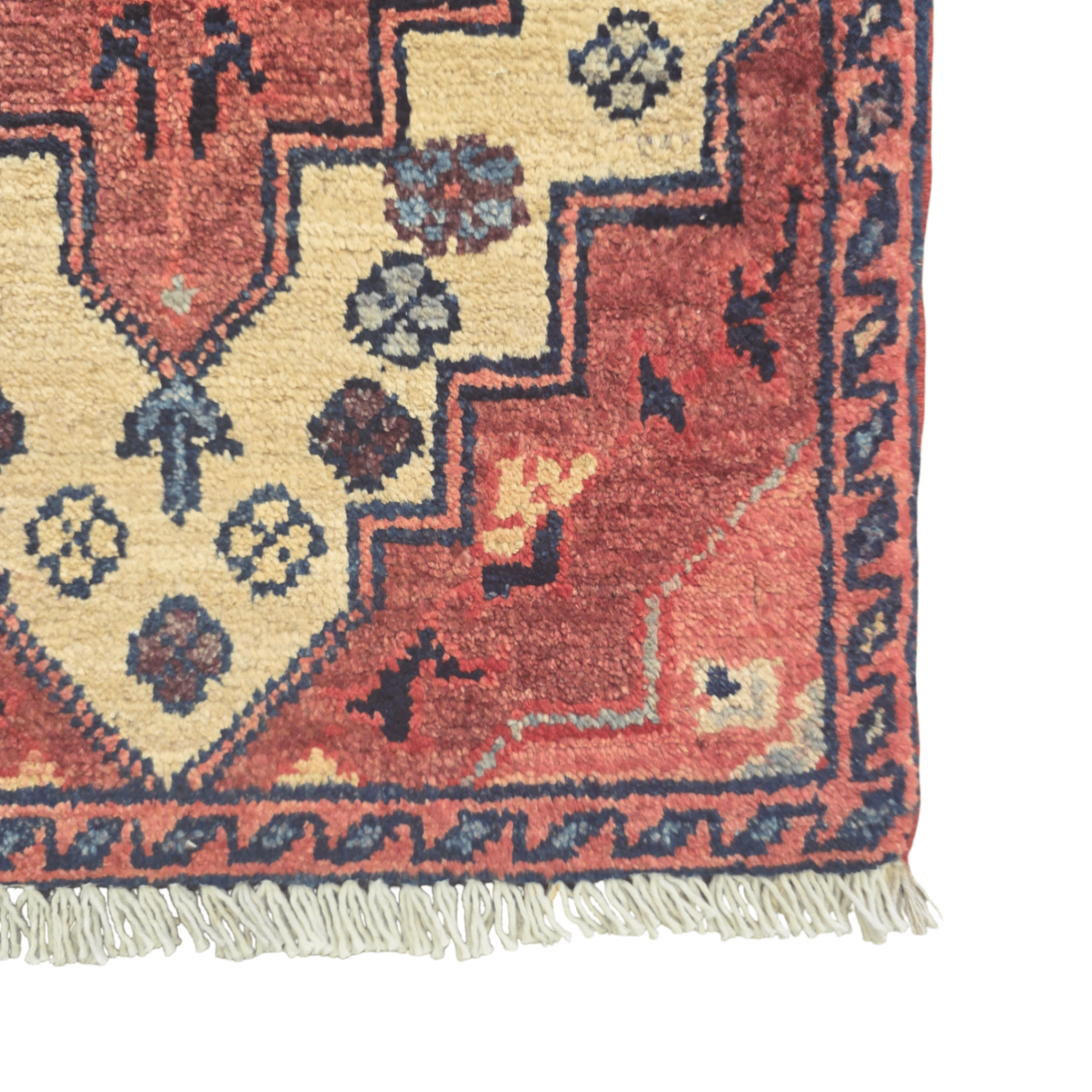 60 x 40 cm Afghan Chobi Hand-Knotted Wool Rug in Light Pink