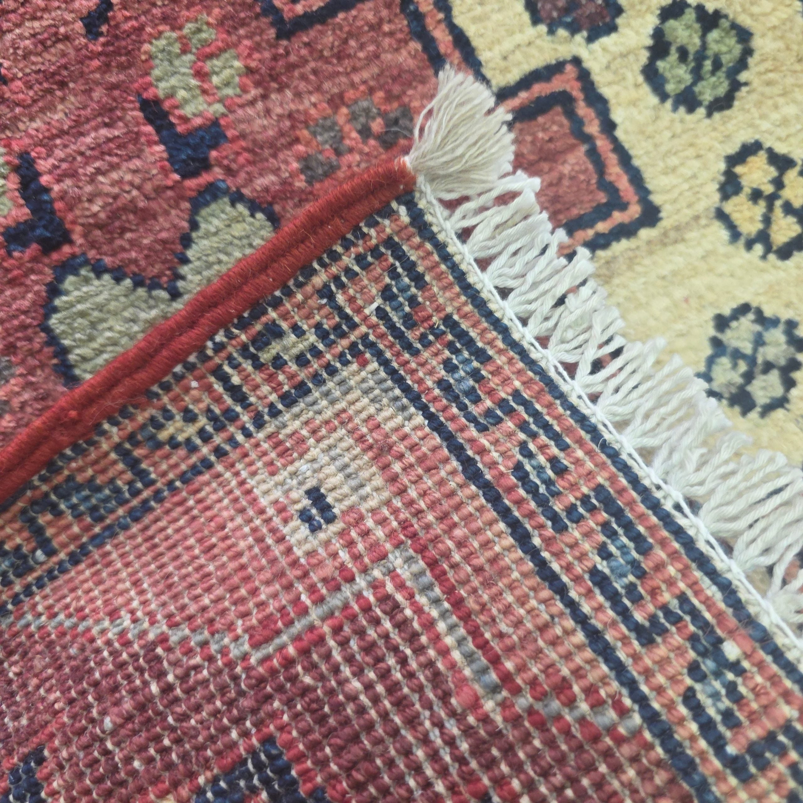 60 x 40 cm Afghan Chobi Hand-Knotted Wool Rug in Light Pink