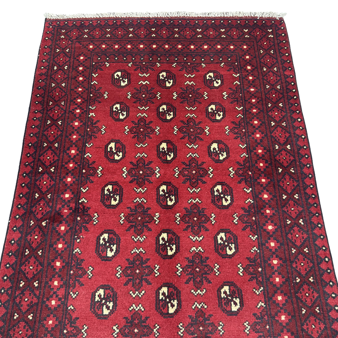 183 x 115 cm Hand-Knotted Afghan Bokhara Akche Rug