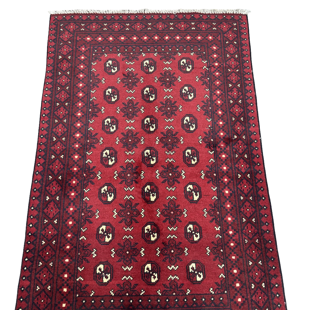 183 x 115 cm Hand-Knotted Afghan Bokhara Akche Rug