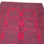 193 x 150 cm Hand-Woven Red Afghan Akche Wool Rug