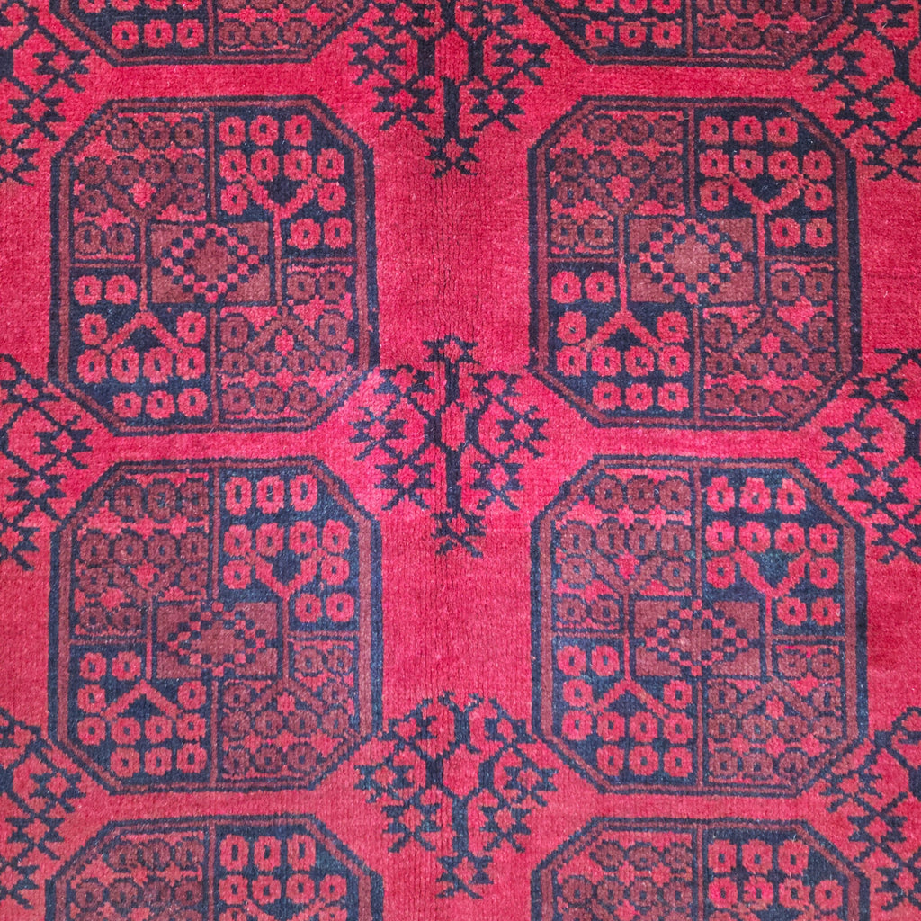 193 x 150 cm Hand-Woven Red Afghan Akche Wool Rug