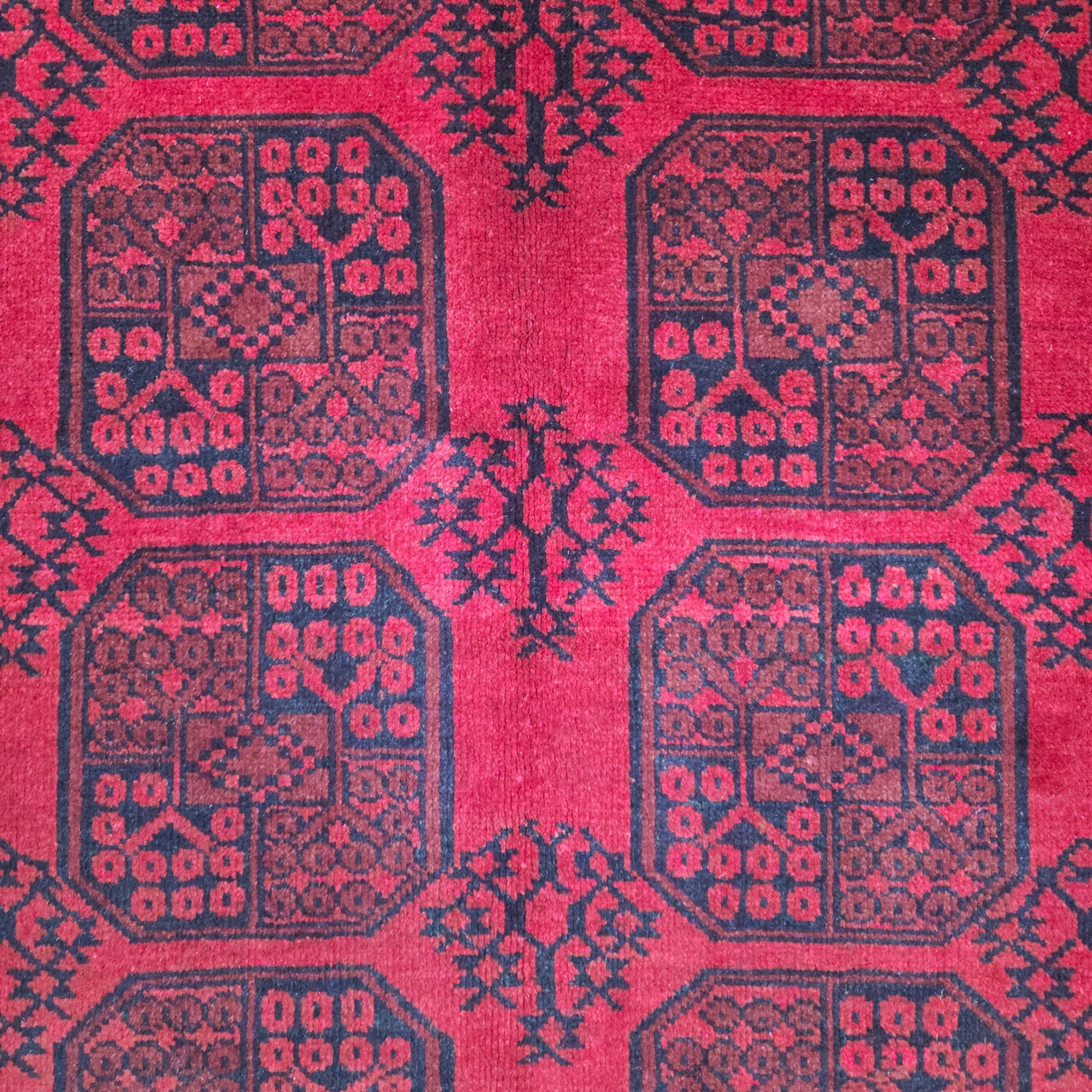 193 x 150 cm Hand-Woven Red Afghan Akche Wool Rug