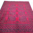 193 x 150 cm Hand-Woven Red Afghan Akche Wool Rug