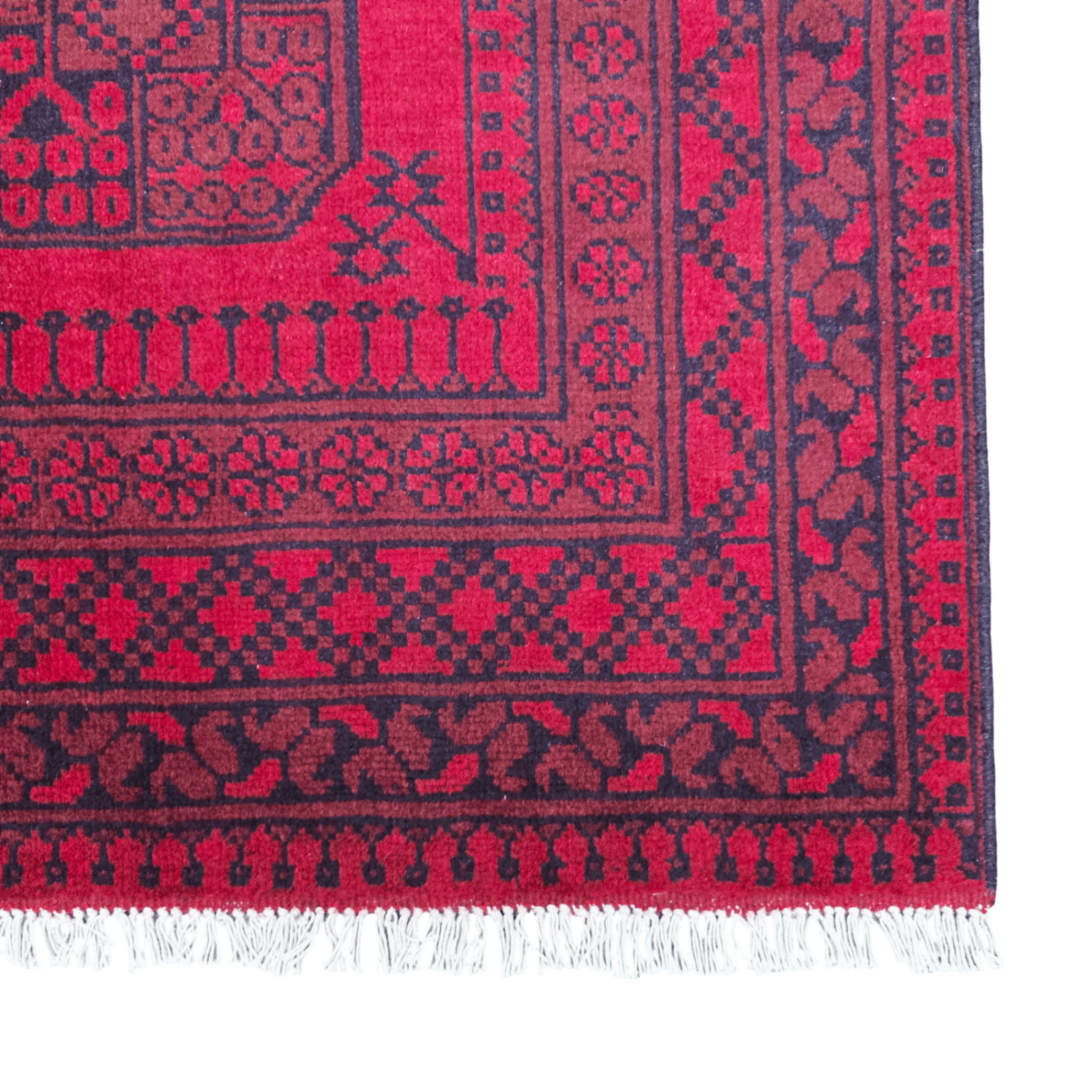 193 x 150 cm Hand-Woven Red Afghan Akche Wool Rug