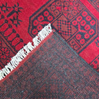 193 x 150 cm Hand-Woven Red Afghan Akche Wool Rug