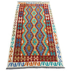 197 × 108 cm Hand-Woven Afghan Kilim Rug – Wool Flatweave