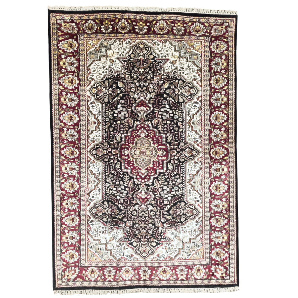225 x 150 cm Hand Knotted Indian Silk Jaipur Oriental Rug