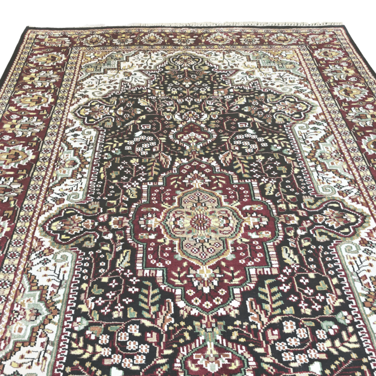 225 x 150 cm Hand Knotted Indian Silk Jaipur Oriental Rug