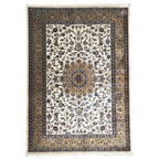 230 x 160 cm Persian Beige Kashan Design Machine Made Rug