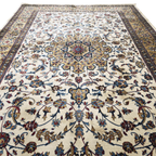 230 x 160 cm Persian Beige Kashan Design Machine Made Rug