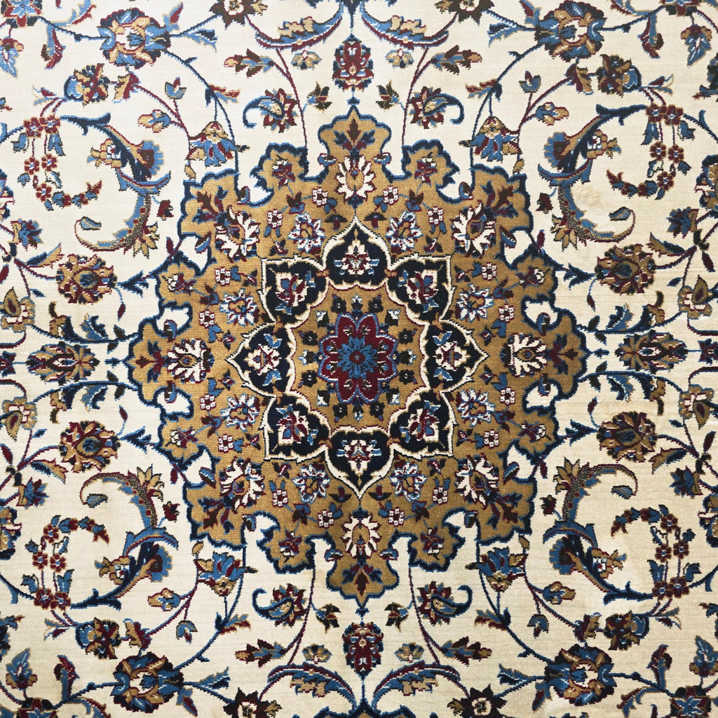 230 x 160 cm Persian Beige Kashan Design Machine Made Rug