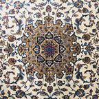 230 x 160 cm Persian Beige Kashan Design Machine Made Rug