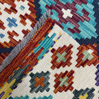143 × 103 cm Hand-Woven Afghan Kilim Rug – Wool Flatweave
