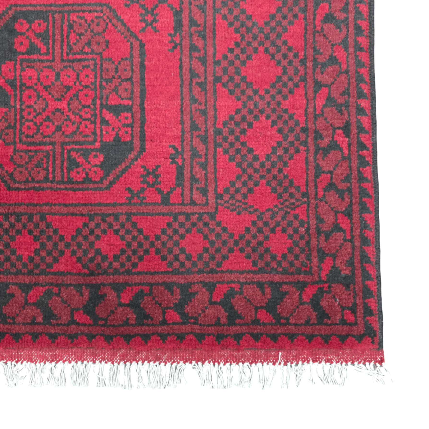 198 x 148 cm Hand-Woven Red Afghan Akche Wool Rug