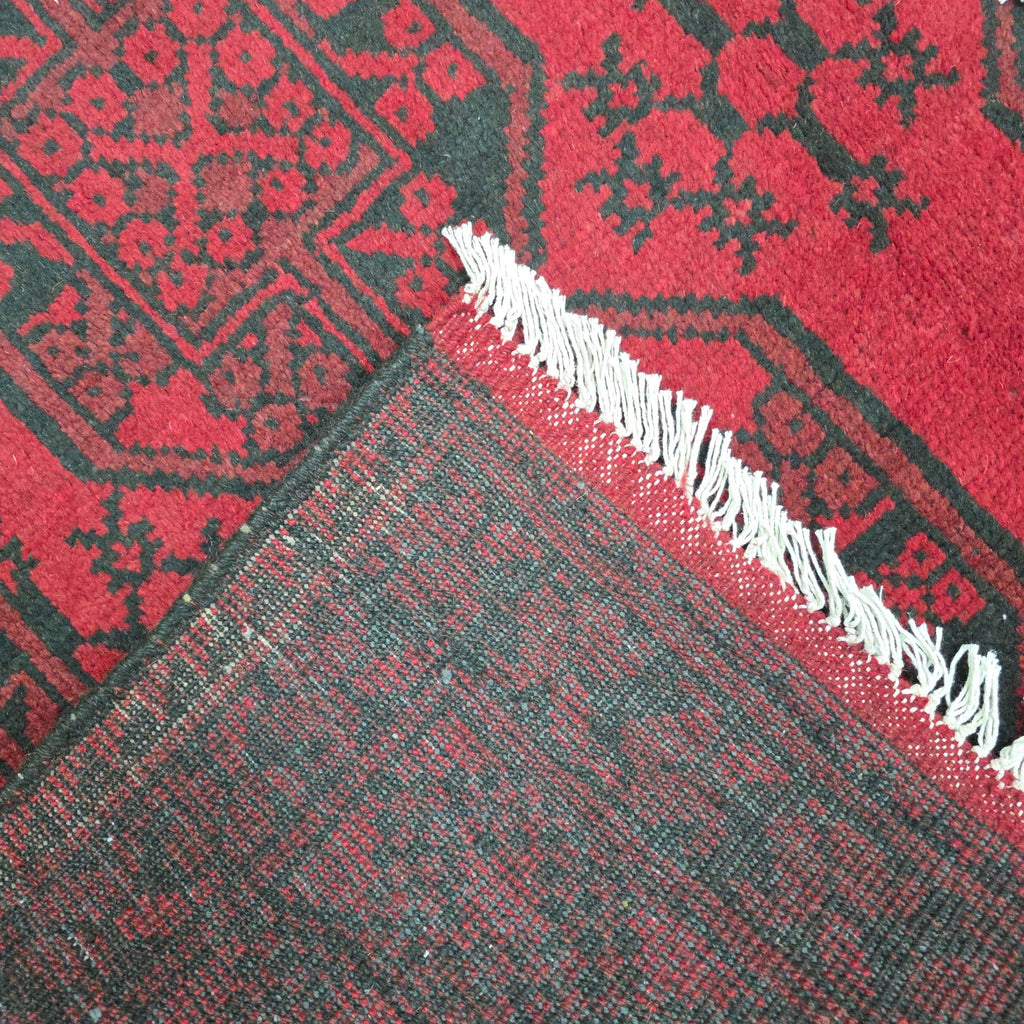 198 x 148 cm Hand-Woven Red Afghan Akche Wool Rug