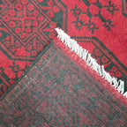 198 x 148 cm Hand-Woven Red Afghan Akche Wool Rug