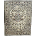 343 x 243 cm Hand Knotted Ivory Kashan Persian Rug