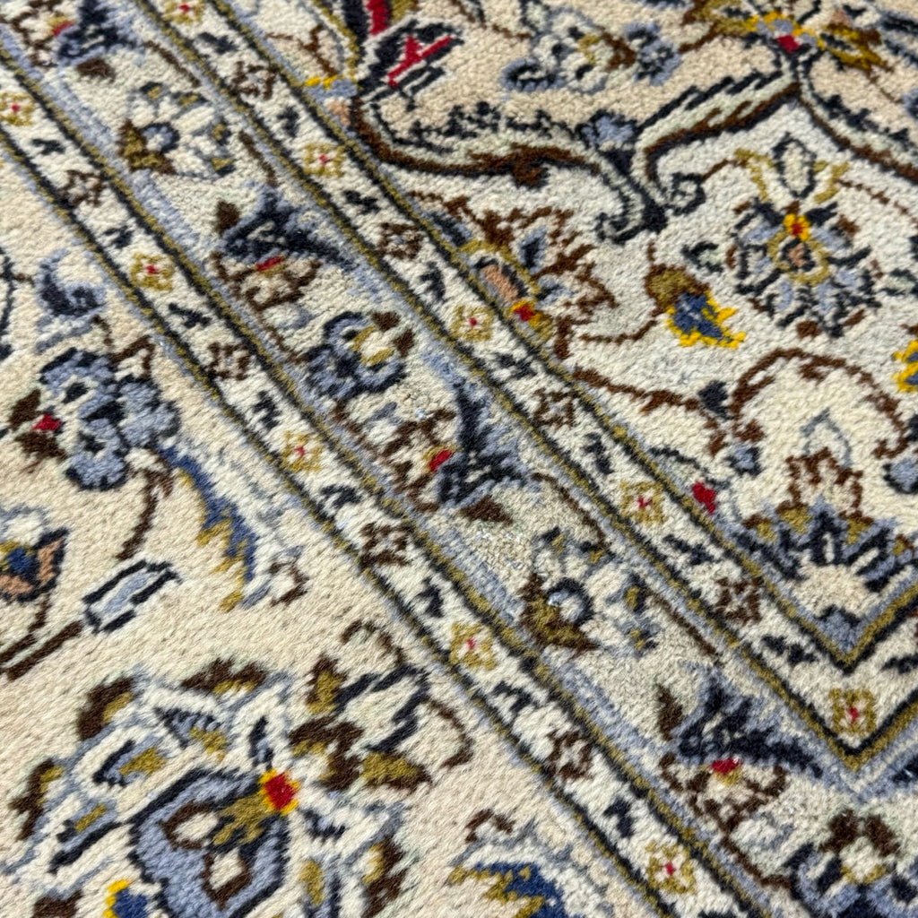 343 x 243 cm Hand Knotted Ivory Kashan Persian Rug