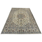 343 x 243 cm Hand Knotted Ivory Kashan Persian Rug